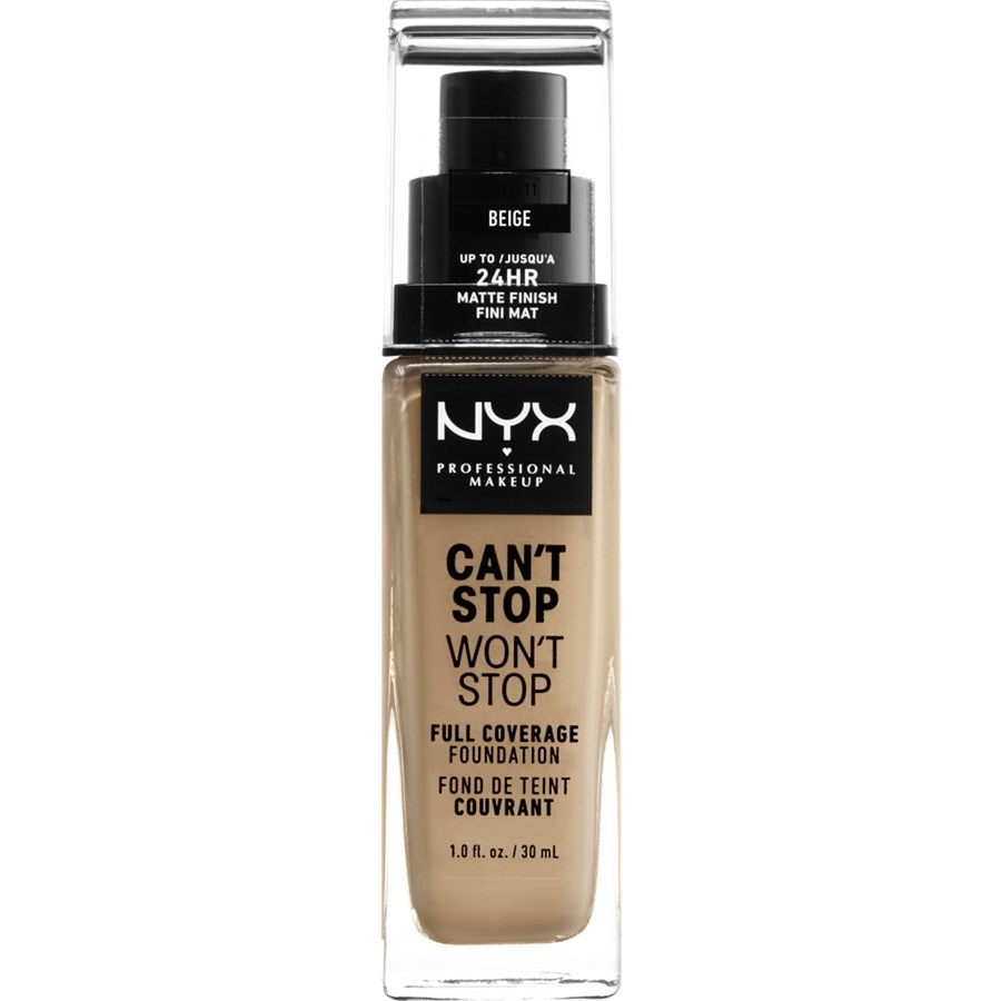 Тональная основа NYX Professional Makeup Can't Stop Won't Stop Foundation, Nr. 17 Beige / 30 ml
Тональная основа NYX Professional Makeup Can't Stop Won't Stop Foundation, Nr. 17 Beige / 30 ml