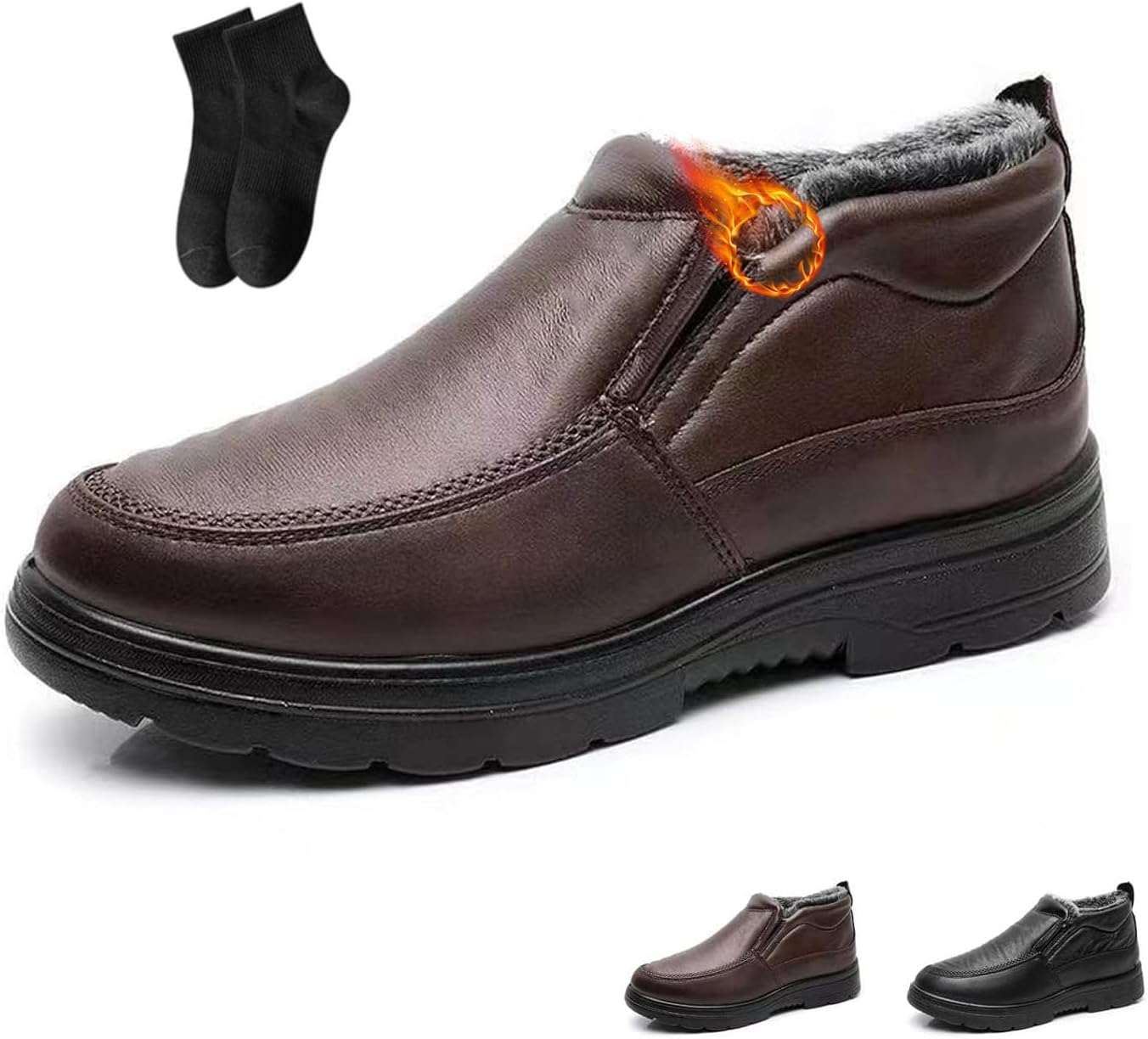 Мужские зимние сапоги NoworFewer с подкладкой из теплого меха, кожаные, без застежки, ортопедические, зимние низкие, противоскользящие, водонепроницаемые, легкие и удобные лоферы для пожилых, коричневый
Мужские зимние сапоги NoworFewer с подкладкой из теплого меха, кожаные, без застежки, ортопедические, зимние низкие, противоскользящие, водонепроницаемые, легкие и удобные лоферы для пожилых, коричневый