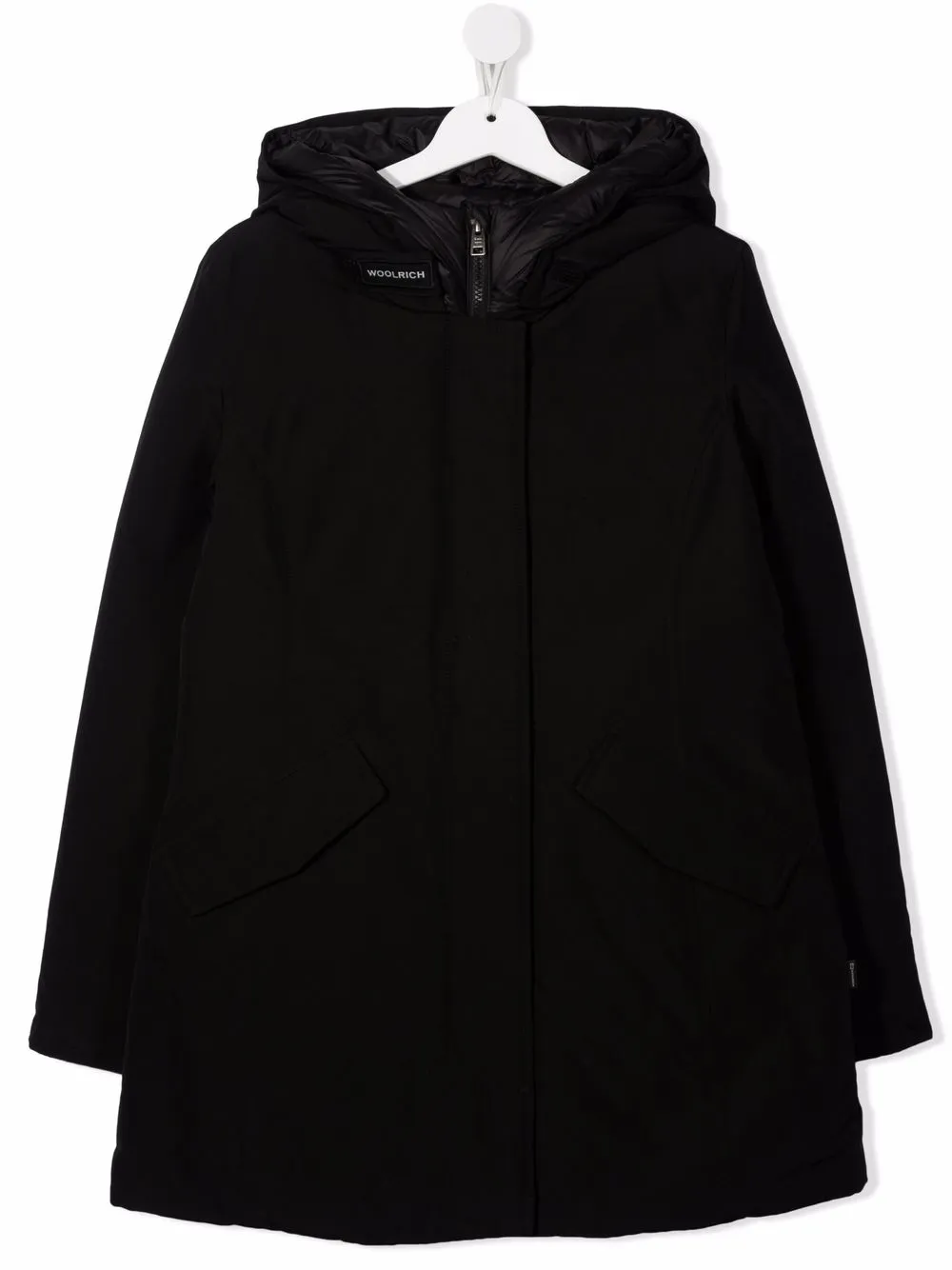 Пальто с потайной застежкой и капюшоном Woolrich Kids, черный
Пальто с потайной застежкой и капюшоном Woolrich Kids, черный