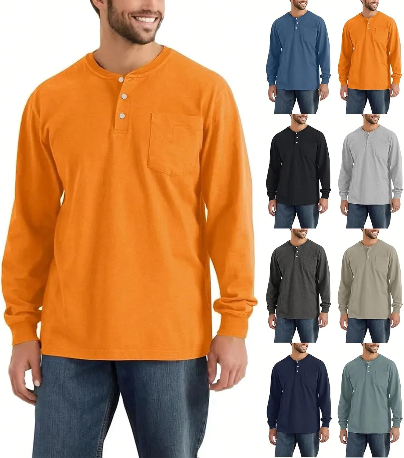 Мужская футболка Henley с длинными рукавами и карманами ZsaeSM
Мужская футболка Henley с длинными рукавами и карманами ZsaeSM