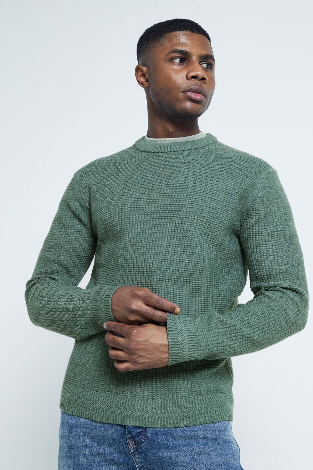 Джемпер облегающего кроя с длинными рукавами и вафельным узором River Island, зеленый
Джемпер облегающего кроя с длинными рукавами и вафельным узором River Island, зеленый
