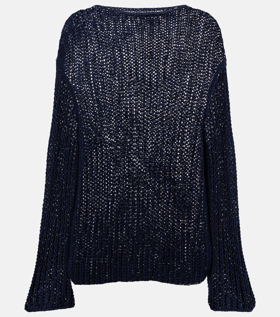 Эловен свитер из хлопковой смеси с ажурной вязкой Khaite, темно-синий
Эловен свитер из хлопковой смеси с ажурной вязкой Khaite, темно-синий