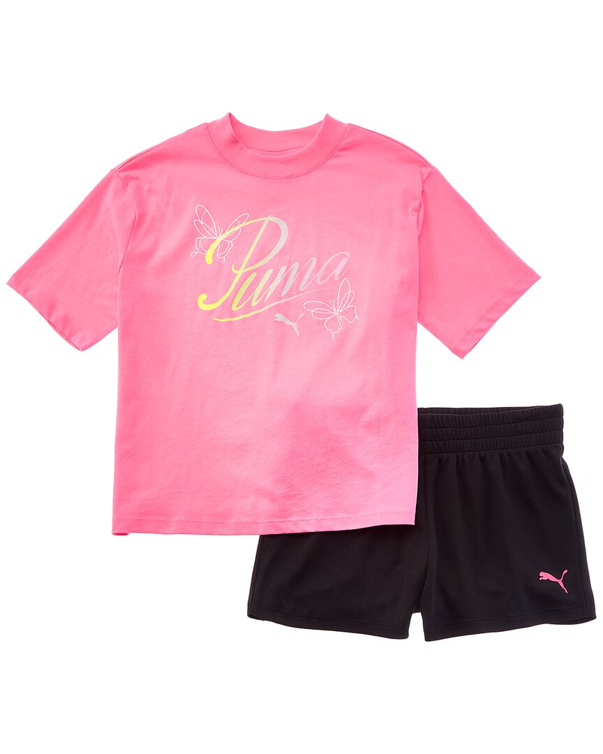 Комплект PUMA из двух предметов: футболка и сетчатые шорты, розовый
Комплект PUMA из двух предметов: футболка и сетчатые шорты, розовый