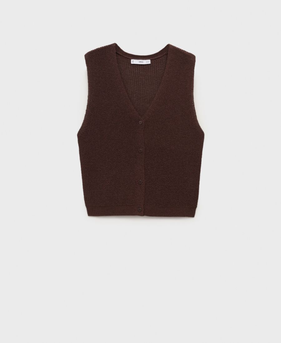 Женский ажурный вязаный жилет-свитер MANGO, Chocolate
Женский ажурный вязаный жилет-свитер MANGO, Chocolate