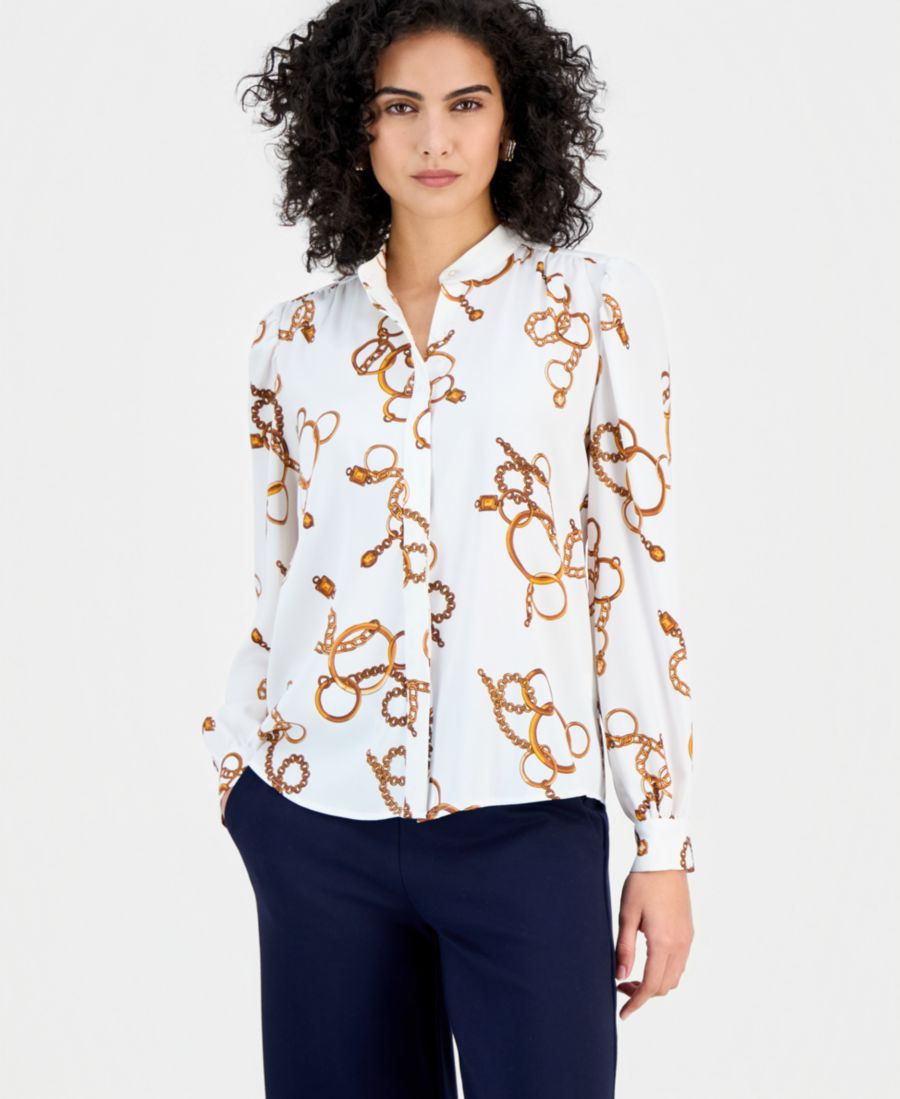 Женская блузка с принтом и пуговицами спереди T Tahari, Golden Bracelet Print Ivory
Женская блузка с принтом и пуговицами спереди T Tahari, Golden Bracelet Print Ivory