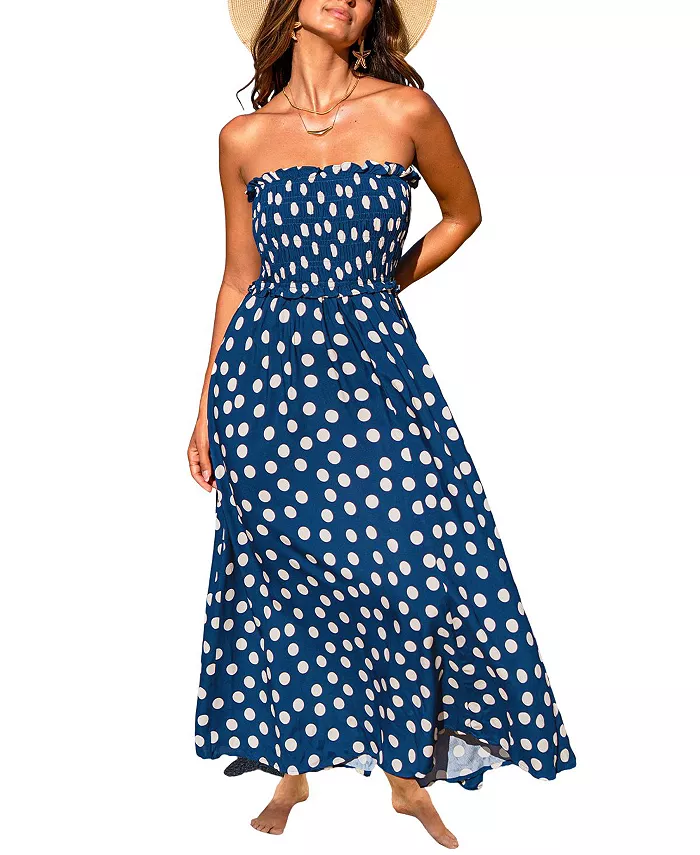 Женское пляжное платье макси в горошек на весь день Cupshe, синий
Женское пляжное платье макси в горошек на весь день Cupshe, синий