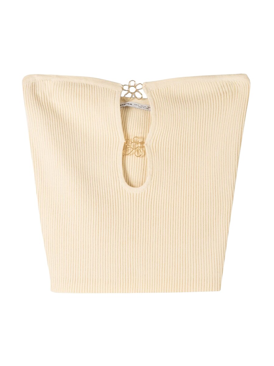 Вязаный топ Bershka, кремовый
Вязаный топ Bershka, кремовый