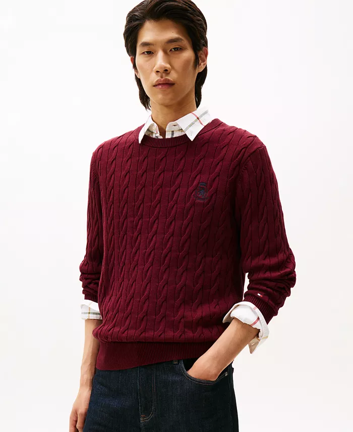 Мужской классический свитер с косой и гербом Tommy Hilfiger, красный
Мужской классический свитер с косой и гербом Tommy Hilfiger, красный