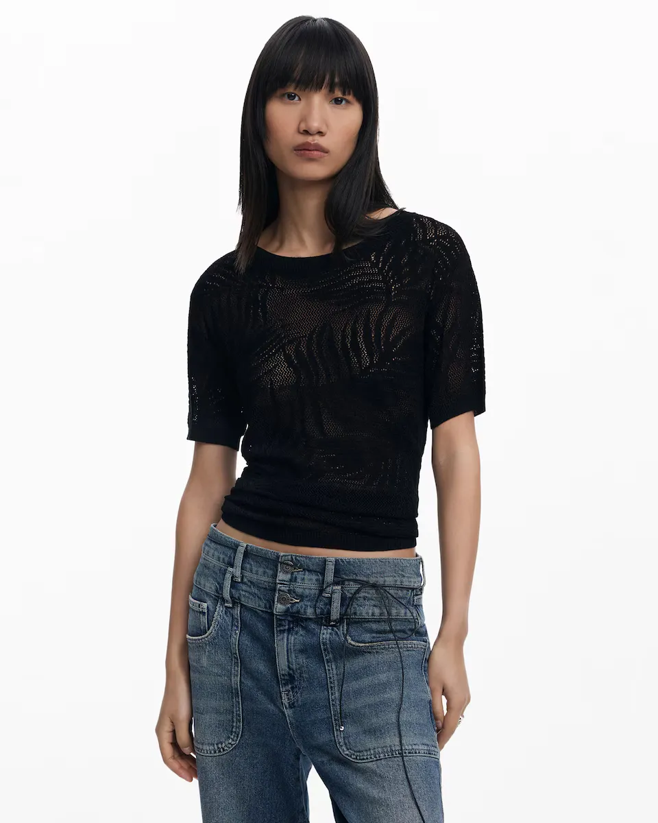 Футболка женская ажурная трикотажная Desigual, черный
Футболка женская ажурная трикотажная Desigual, черный