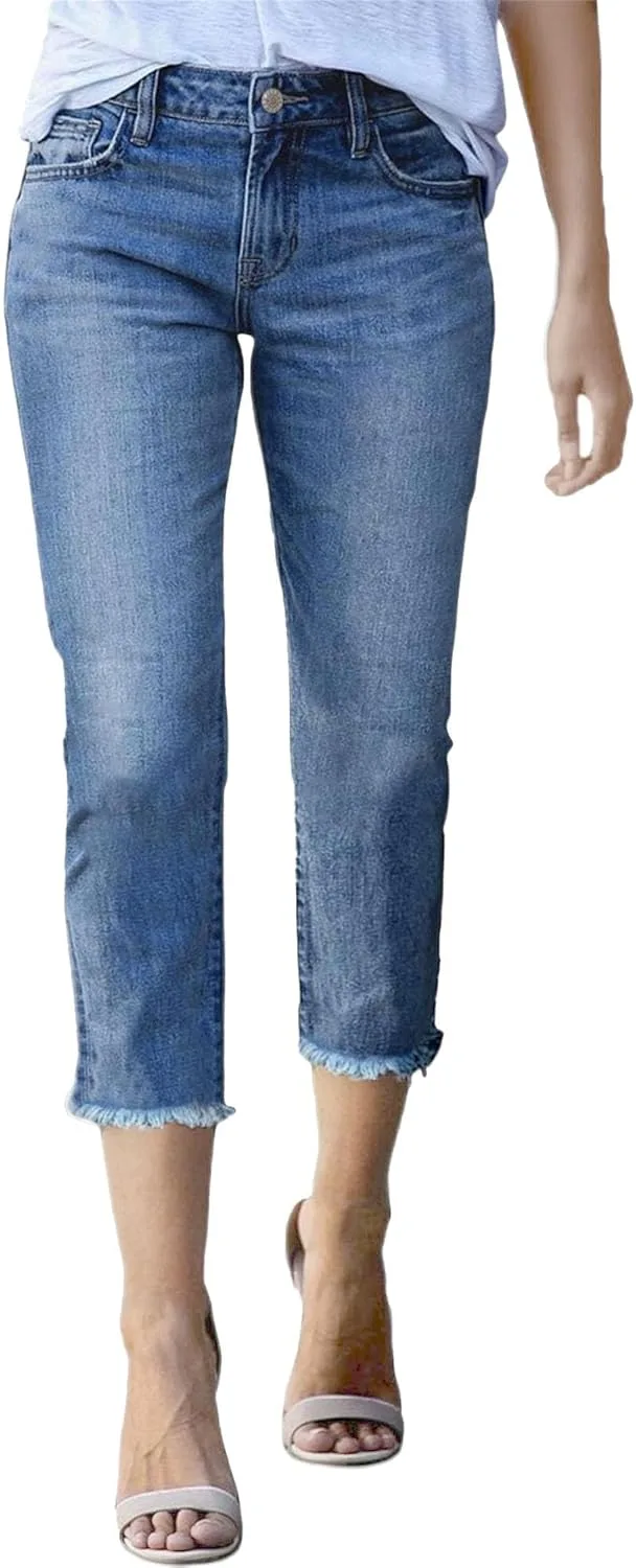 Женские джинсы капри с высокой талией и прямым кроем
Женские джинсы капри с высокой талией и прямым кроем