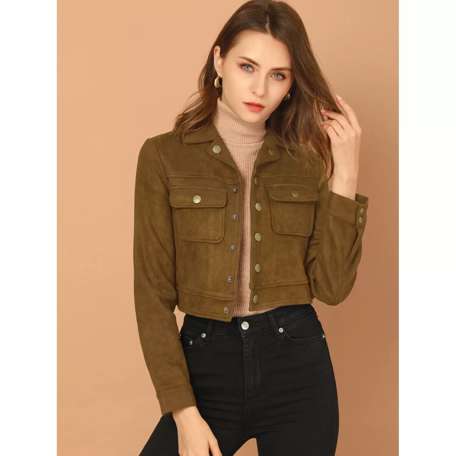 Женская укороченная байкерская куртка из искусственной замши с отложным воротником ALLEGRA K, черный
Женская укороченная байкерская куртка из искусственной замши с отложным воротником ALLEGRA K, черный