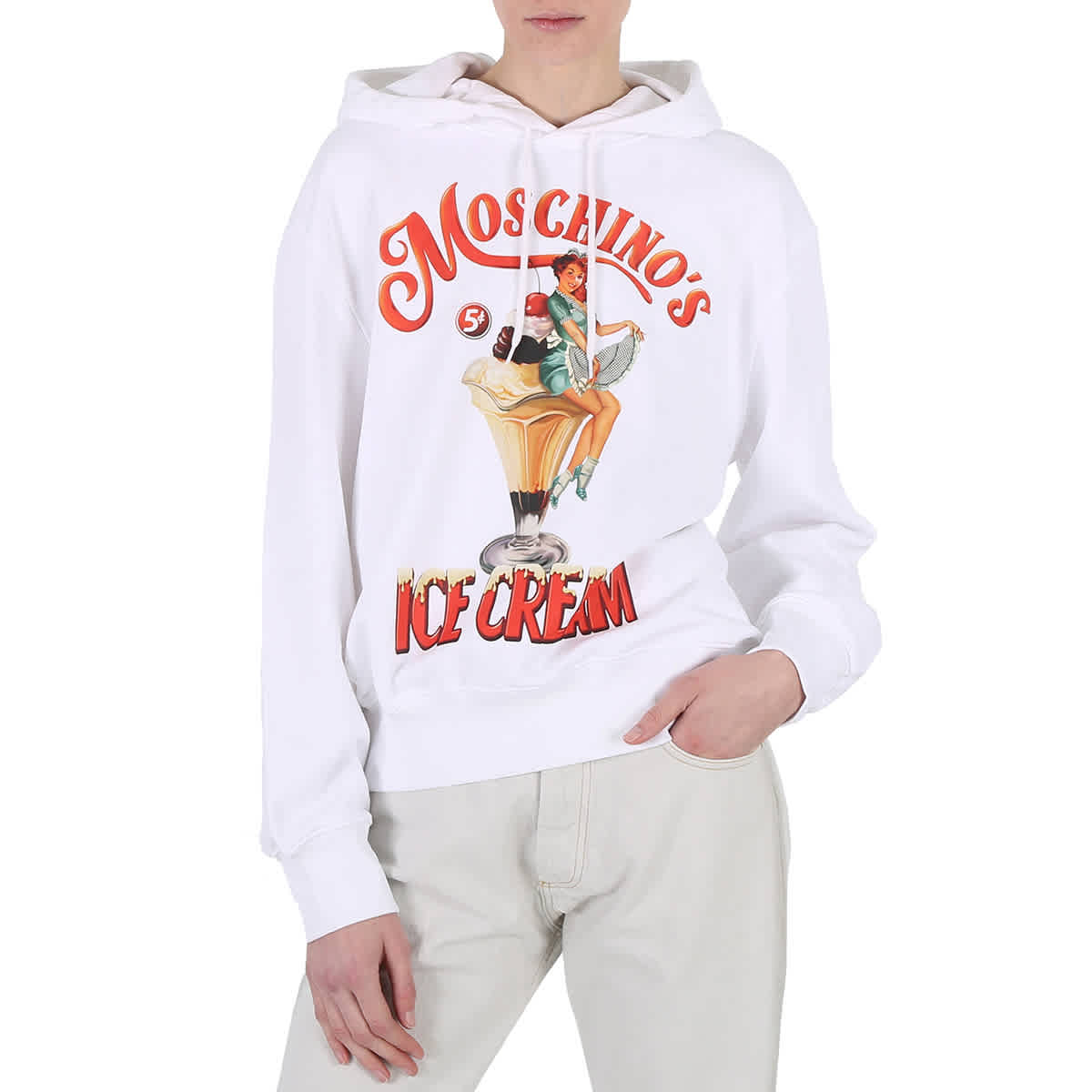 Москино Уайт Айс Лого Принт Хлопковый худи Moschino, белый
Москино Уайт Айс Лого Принт Хлопковый худи Moschino, белый