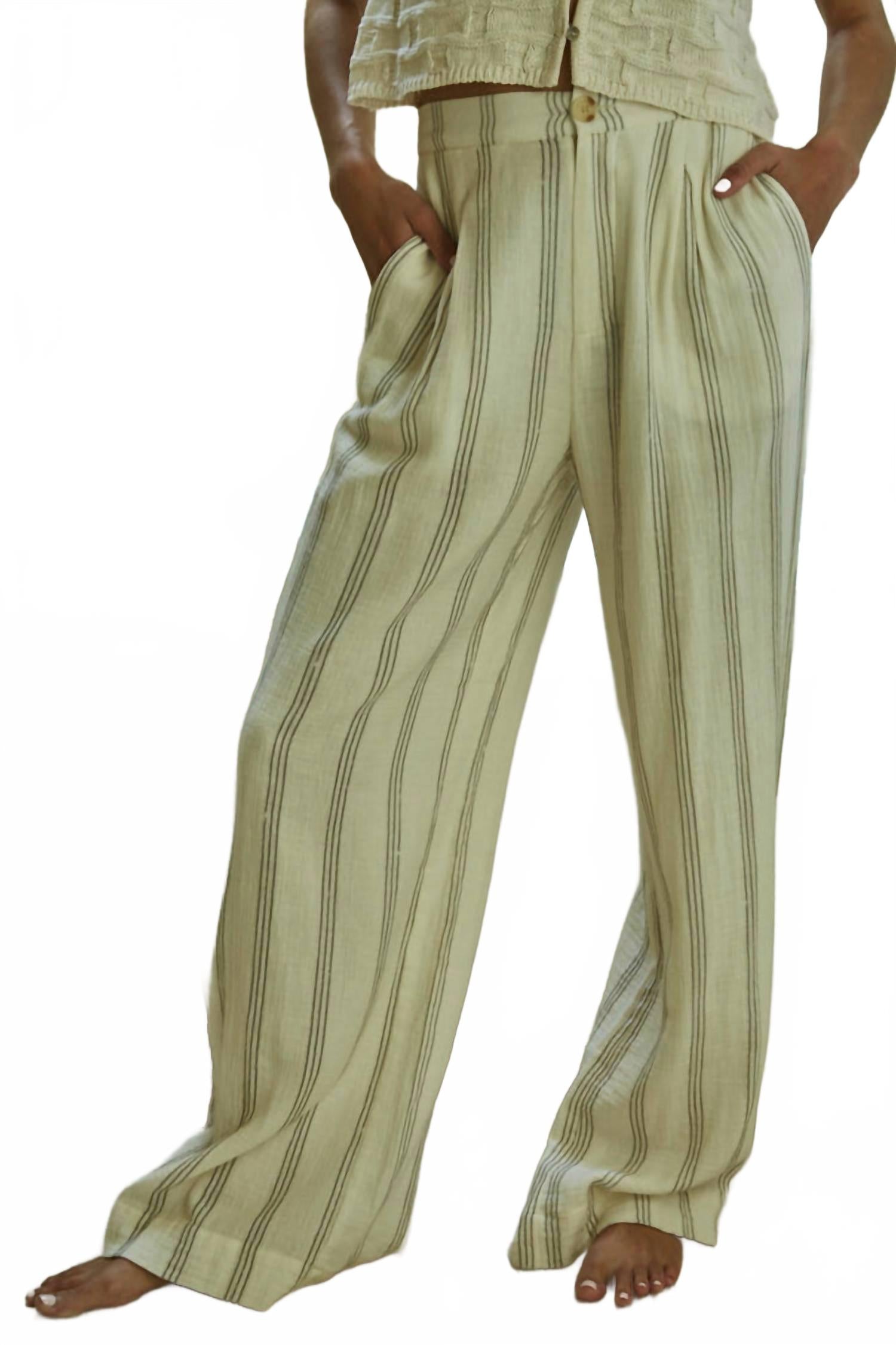 Женские полосатые брюки Конни бежевые By Together
Женские полосатые брюки Конни бежевые By Together