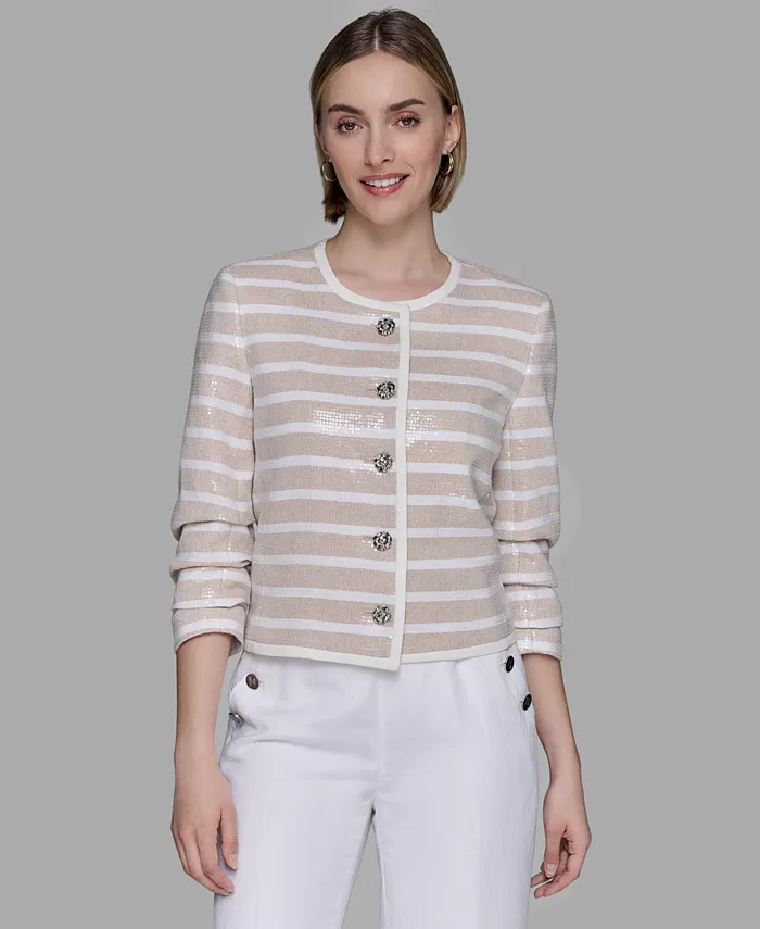 Женская полосатая куртка с пайетками KARL LAGERFELD PARIS, коричневый
Женская полосатая куртка с пайетками KARL LAGERFELD PARIS, коричневый