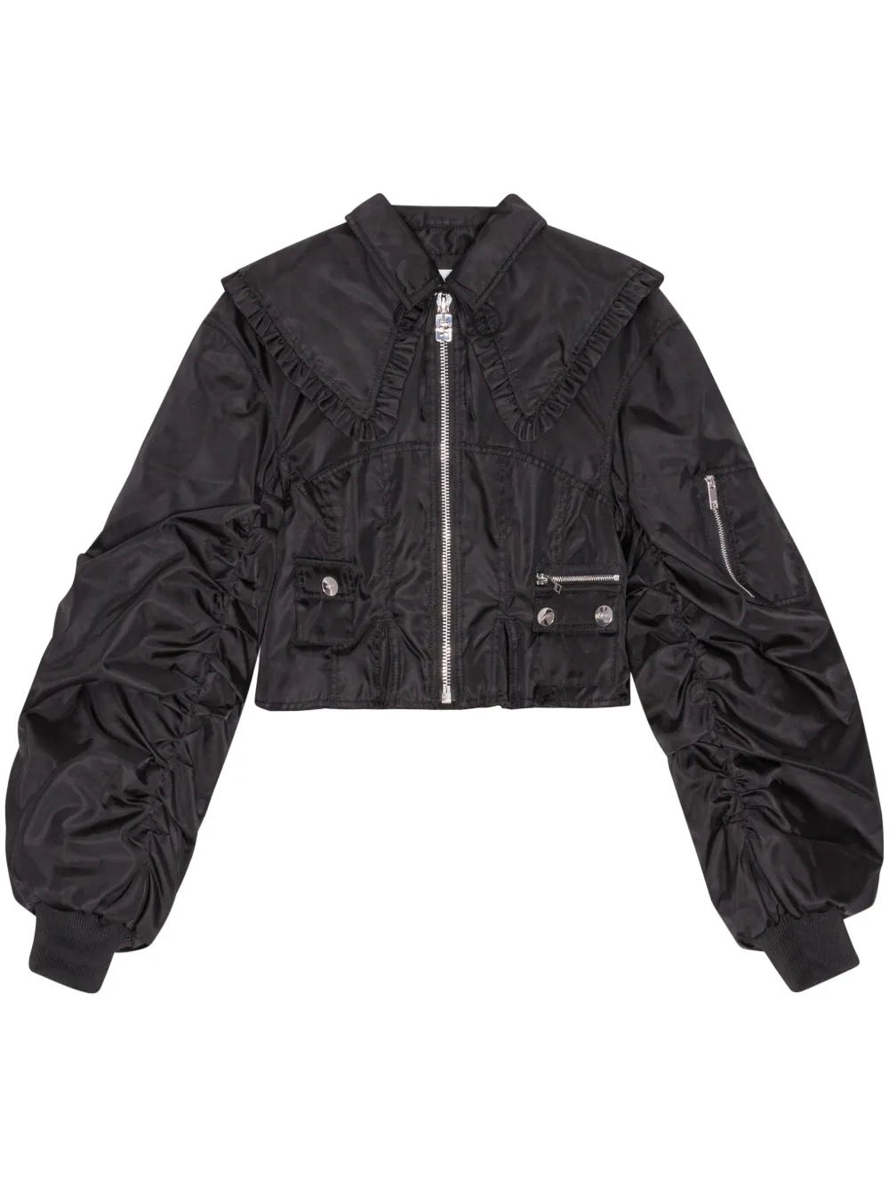 Бомбер с оборками GANNI, черный
Бомбер с оборками GANNI, черный
