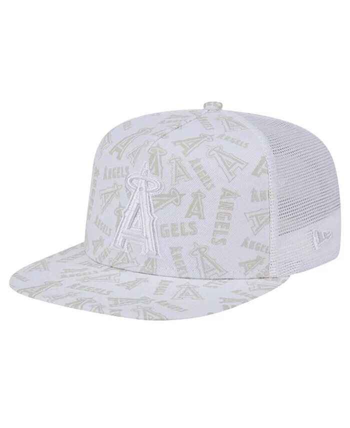 Мужская белая кепка с логотипом Los Angeles Angels Dunes A-Frame Trucker 9FIFTY Snapback New Era, белый
