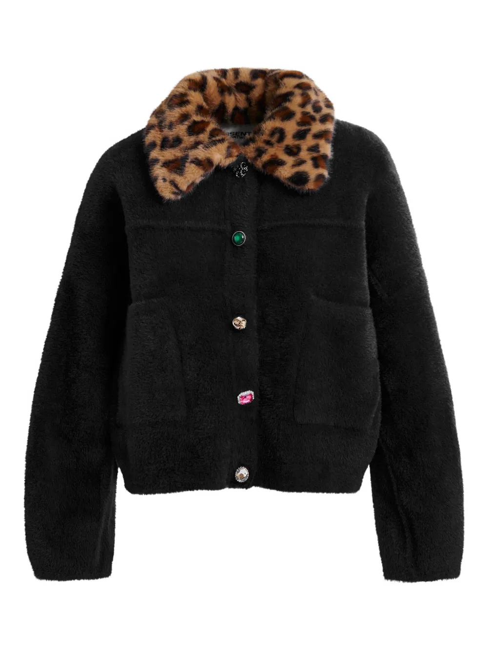 Кардиган на пуговицах с леопардовым принтом Essentiel Antwerp, черный
Кардиган на пуговицах с леопардовым принтом Essentiel Antwerp, черный