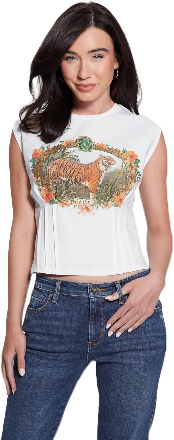 GUESS Женская Эко Безрукавка Vintage Tiger Корсет Футболка, Pure White, Белый, GUESS Женская Эко Безрукавка Vintage Tiger Корсет Футболка, Pure White
GUESS Женская Эко Безрукавка Vintage Tiger Корсет Футболка, Pure White, Белый, GUESS Женская Эко Безрукавка Vintage Tiger Корсет Футболка, Pure White
