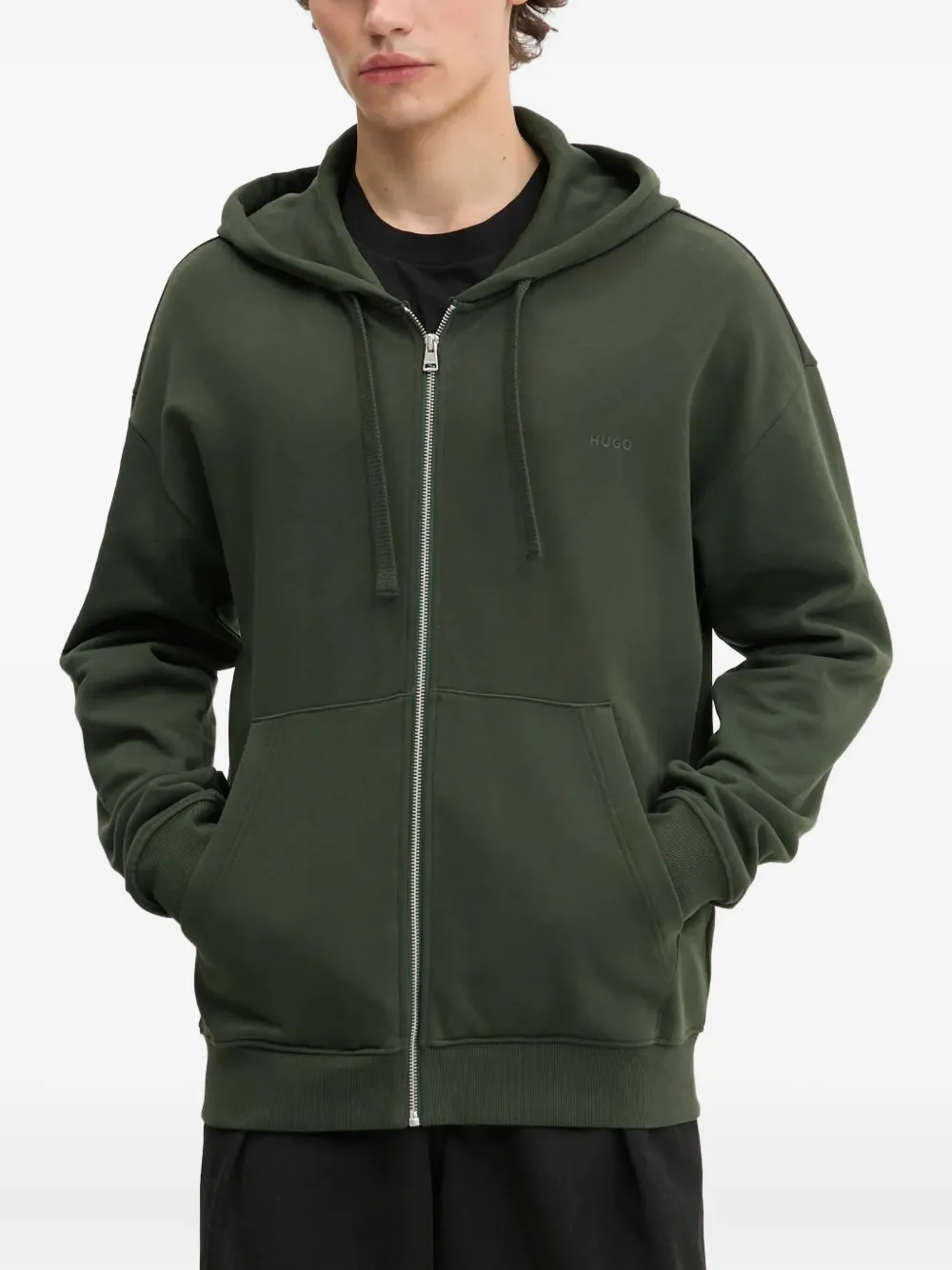Худи на молнии с вышитым логотипом HUGO, зеленый
Худи на молнии с вышитым логотипом HUGO, зеленый