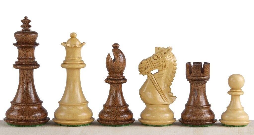 Королевская свадебная акация/самшит 3,75-дюймовые шахматные фигуры Sunrise Chess & Games 
Королевская свадебная акация/самшит 3,75-дюймовые шахматные фигуры Sunrise Chess & Games