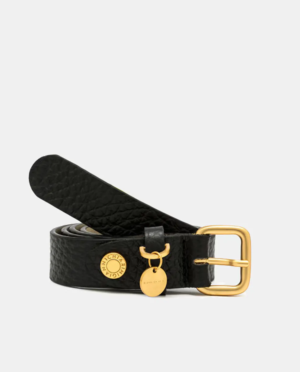 Женский ремень Gianni Chiarini из пузырчатой кожи черного цвета с подвеской и заклепкой с логотипом, черный
Женский ремень Gianni Chiarini из пузырчатой кожи черного цвета с подвеской и заклепкой с логотипом, черный