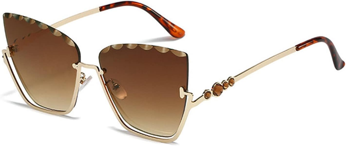 Женские солнцезащитные очки Willochra без оправы с бриллиантами, крупными стразами, в форме «кошачьего глаза», с градиентными линзами и защитой от УФ-излучения, для вечеринок, Brown
Женские солнцезащитные очки Willochra без оправы с бриллиантами, крупными стразами, в форме «кошачьего глаза», с градиентными линзами и защитой от УФ-излучения, для вечеринок, Brown