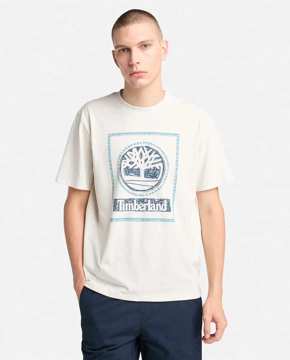 Мужская футболка с короткими рукавами и графическим принтом Timberland, белый 
Мужская футболка с короткими рукавами и графическим принтом Timberland, белый