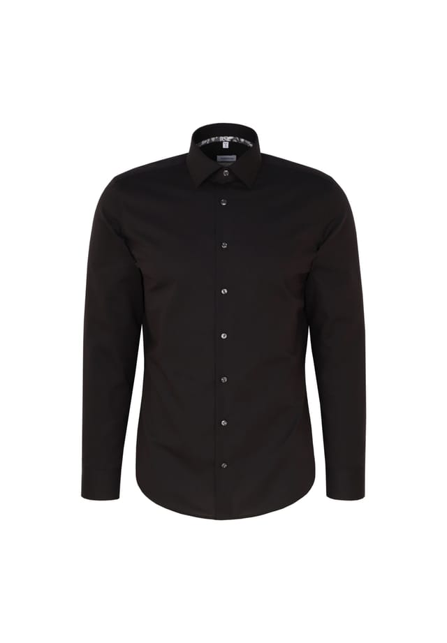 Рубашка деловая кент патч3 рубашка с длинными рукавами Seidensticker, черный 
Рубашка деловая кент патч3 рубашка с длинными рукавами Seidensticker, черный