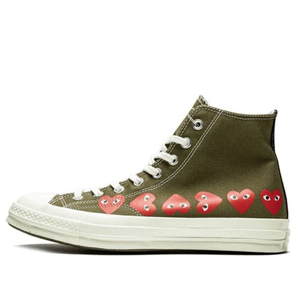 Кроссовки x comme des garcons play chuck 70 hi multi heart 'khaki' Converse, зеленый
Кроссовки x comme des garcons play chuck 70 hi multi heart 'khaki' Converse, зеленый