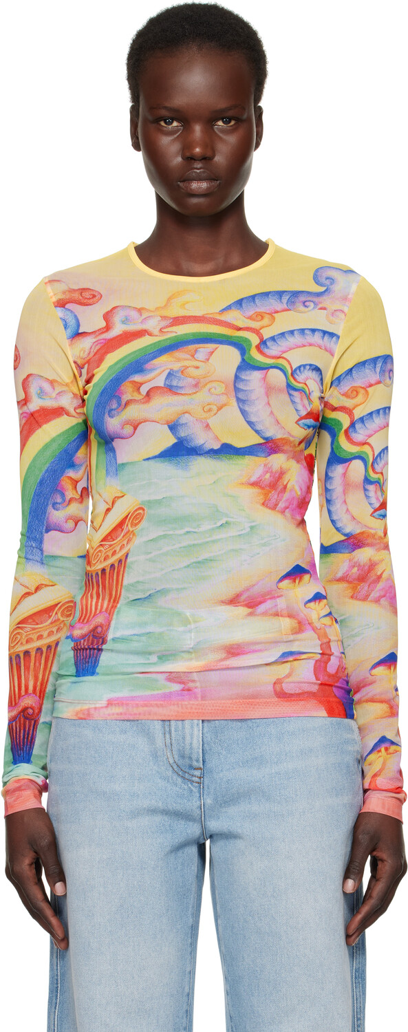 Футболка с разноцветным принтом и сеткой Casablanca
Футболка с разноцветным принтом и сеткой Casablanca