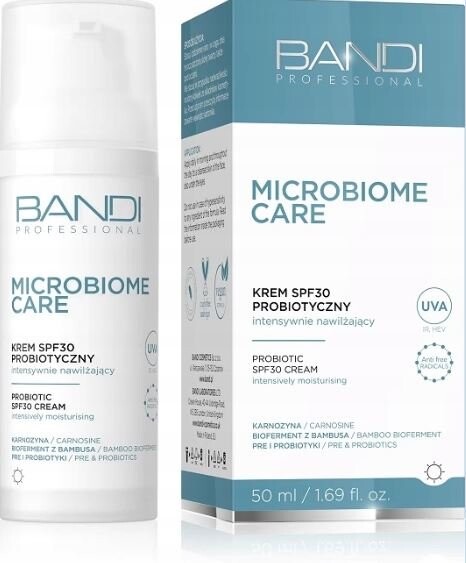 Bandi, Microbiome Care, крем Spf30 с пробиотиком, интенсивно увлажняющий, 50 мл
Bandi, Microbiome Care, крем Spf30 с пробиотиком, интенсивно увлажняющий, 50 мл