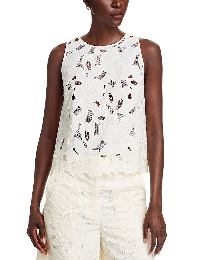 Berodi Блузка без рукавов с кружевом в технике "бродери англез" BOSS, белый
Berodi Блузка без рукавов с кружевом в технике "бродери англез" BOSS, белый