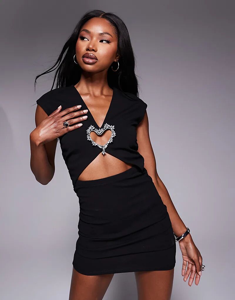 Мини-платье ASOS DESIGN из крепа с вырезом, сборками и отделкой в виде серебряных сердечек, черное, из ткани в стиле «скуба»
Мини-платье ASOS DESIGN из крепа с вырезом, сборками и отделкой в виде серебряных сердечек, черное, из ткани в стиле «скуба»