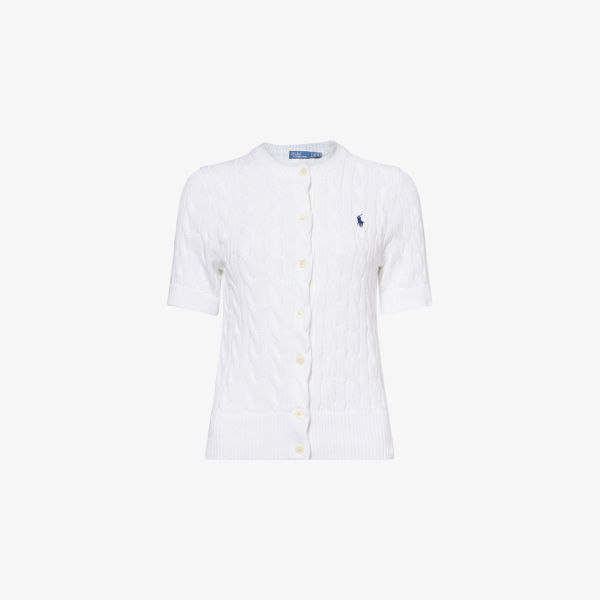 Кардиган из хлопка с короткими рукавами и узором "косичка" Polo Ralph Lauren, белый
Кардиган из хлопка с короткими рукавами и узором "косичка" Polo Ralph Lauren, белый