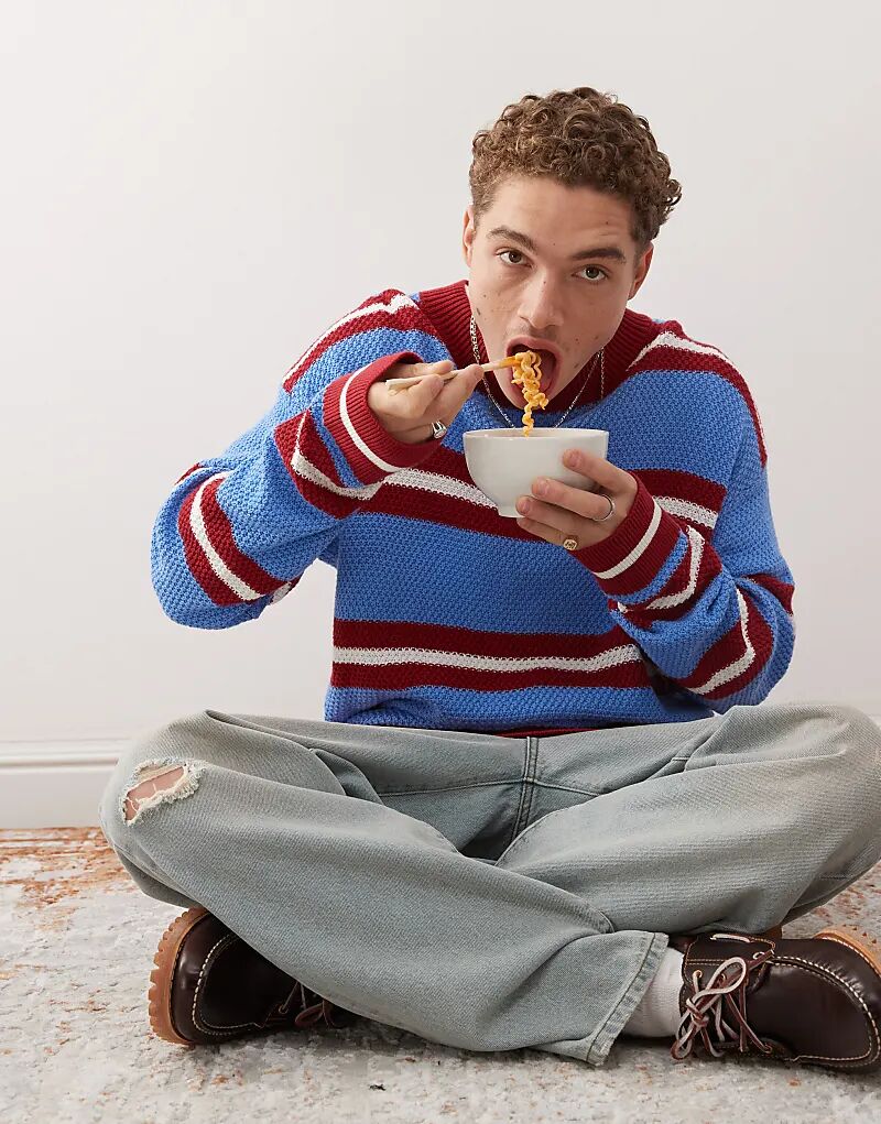 COLLUSION объемный полосатый вязаный джемпер красного цвета
COLLUSION объемный полосатый вязаный джемпер красного цвета