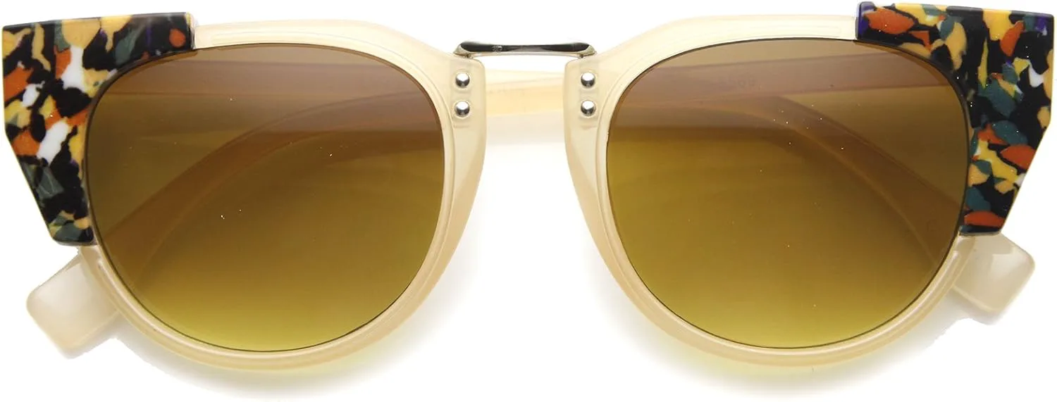 Женские солнцезащитные очки zeroUV с массивными дужками, металлической перемычкой и оправой в форме «кошачий глаз», диаметр линзы 48 мм, Creme-silver / Amber
Женские солнцезащитные очки zeroUV с массивными дужками, металлической перемычкой и оправой в форме «кошачий глаз», диаметр линзы 48 мм, Creme-silver / Amber