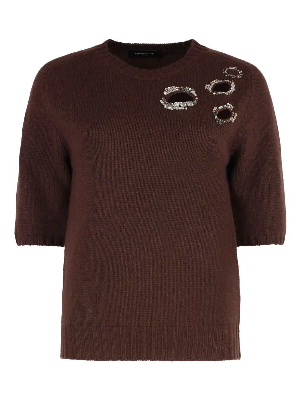 Свитер с вырезами, украшенный камнями Fabiana Filippi, коричневый
Свитер с вырезами, украшенный камнями Fabiana Filippi, коричневый