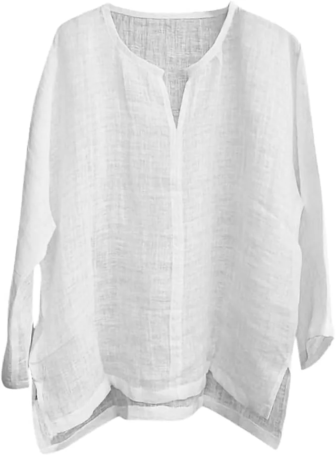 Мужская повседневная рубашка из льна свободного кроя с V-образным вырезом QWENTMTNTY
Мужская повседневная рубашка из льна свободного кроя с V-образным вырезом QWENTMTNTY