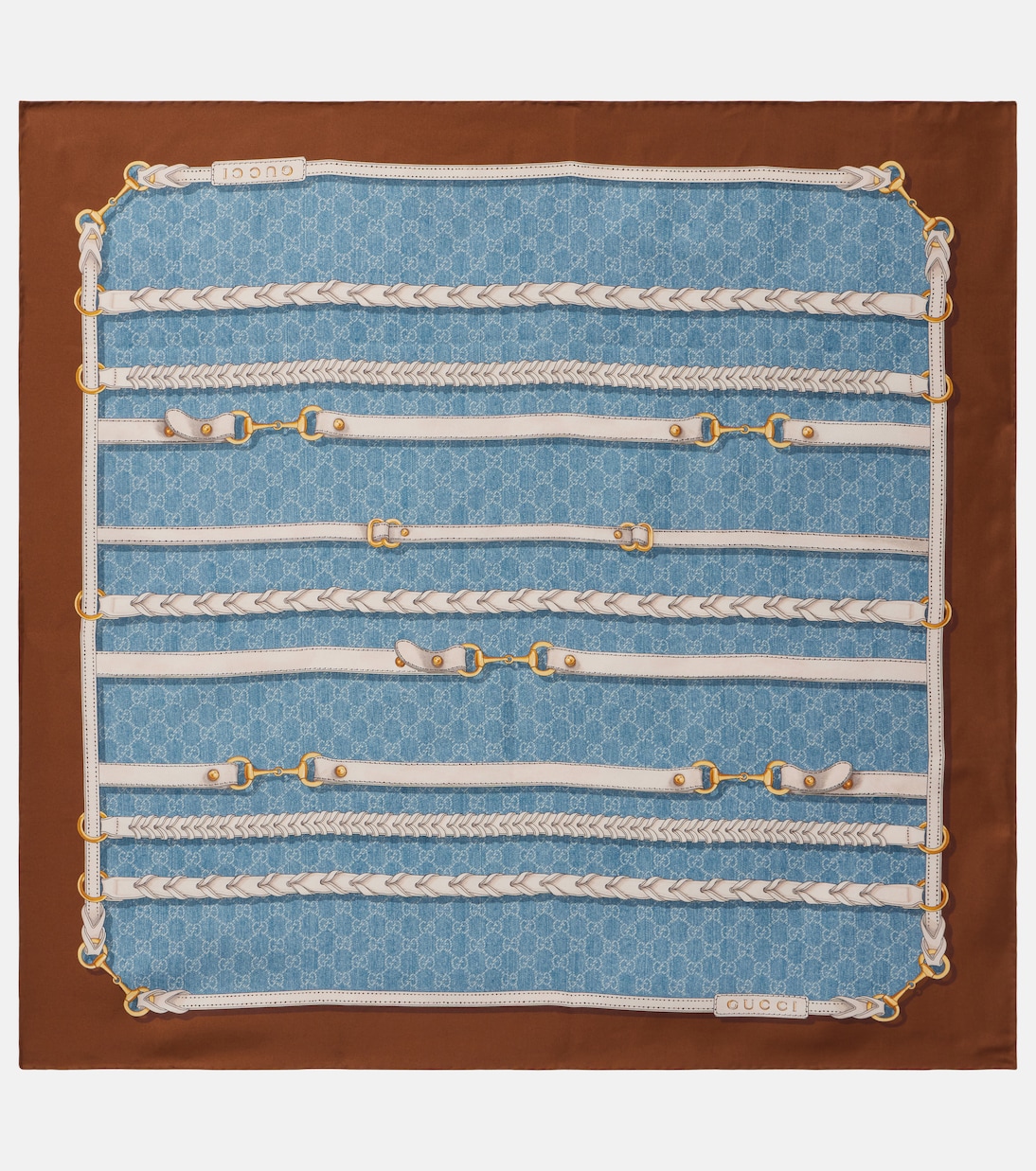 Шелковый шарф твил с подвеской Horsebit Gucci, Sky Blue/Light Brown
Шелковый шарф твил с подвеской Horsebit Gucci, Sky Blue/Light Brown