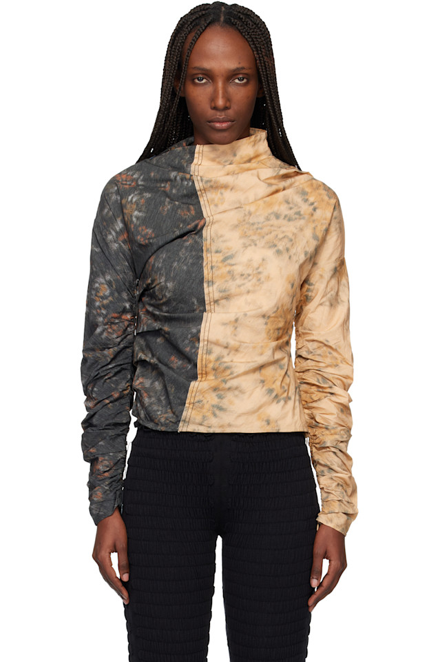 Ganni Бежево-Серый топ со сборками
Ganni Бежево-Серый топ со сборками