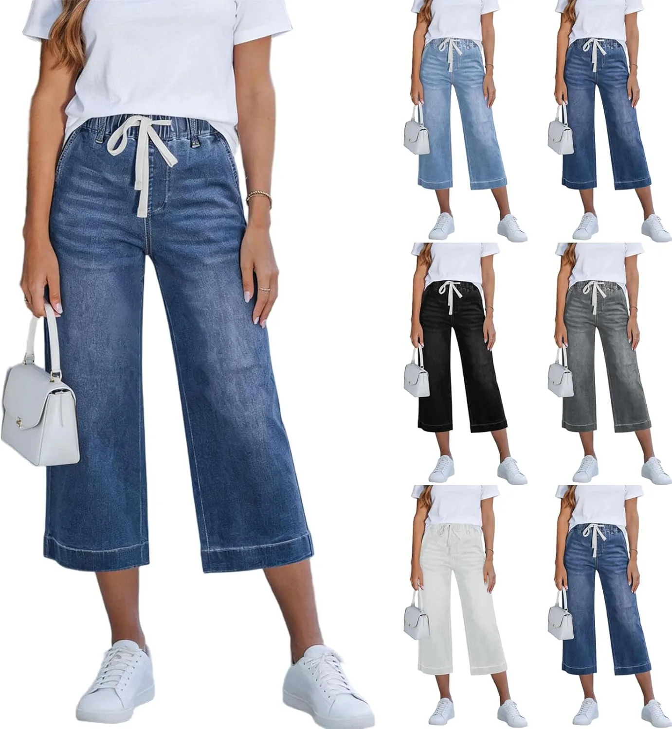 SMIDOW Capri джинсы для женщин Stretchy летние High Waisted Drawstring Wide Leg
SMIDOW Capri джинсы для женщин Stretchy летние High Waisted Drawstring Wide Leg