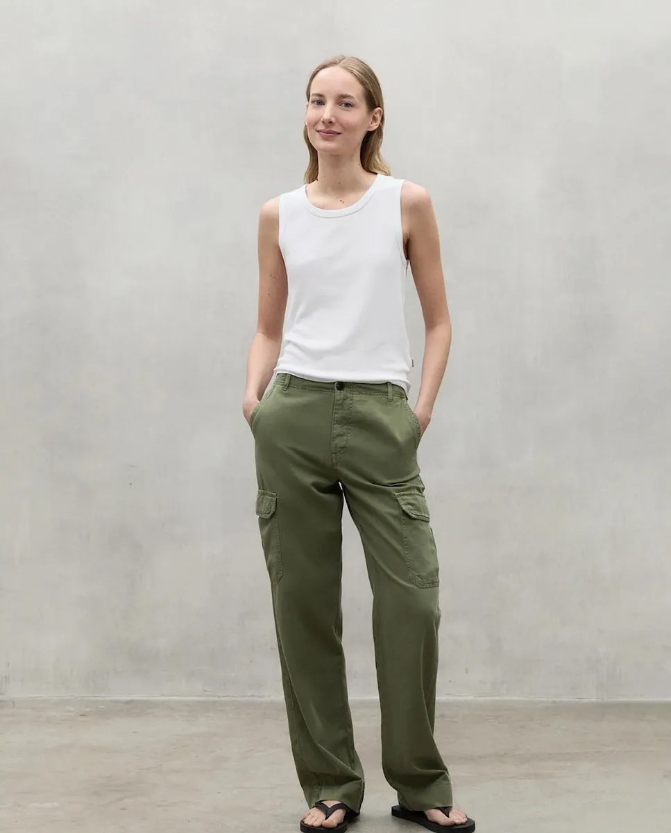 Женские прямые брюки с шлёвками и застёжкой на молнию и пуговицу Ecoalf, хаки
Женские прямые брюки с шлёвками и застёжкой на молнию и пуговицу Ecoalf, хаки