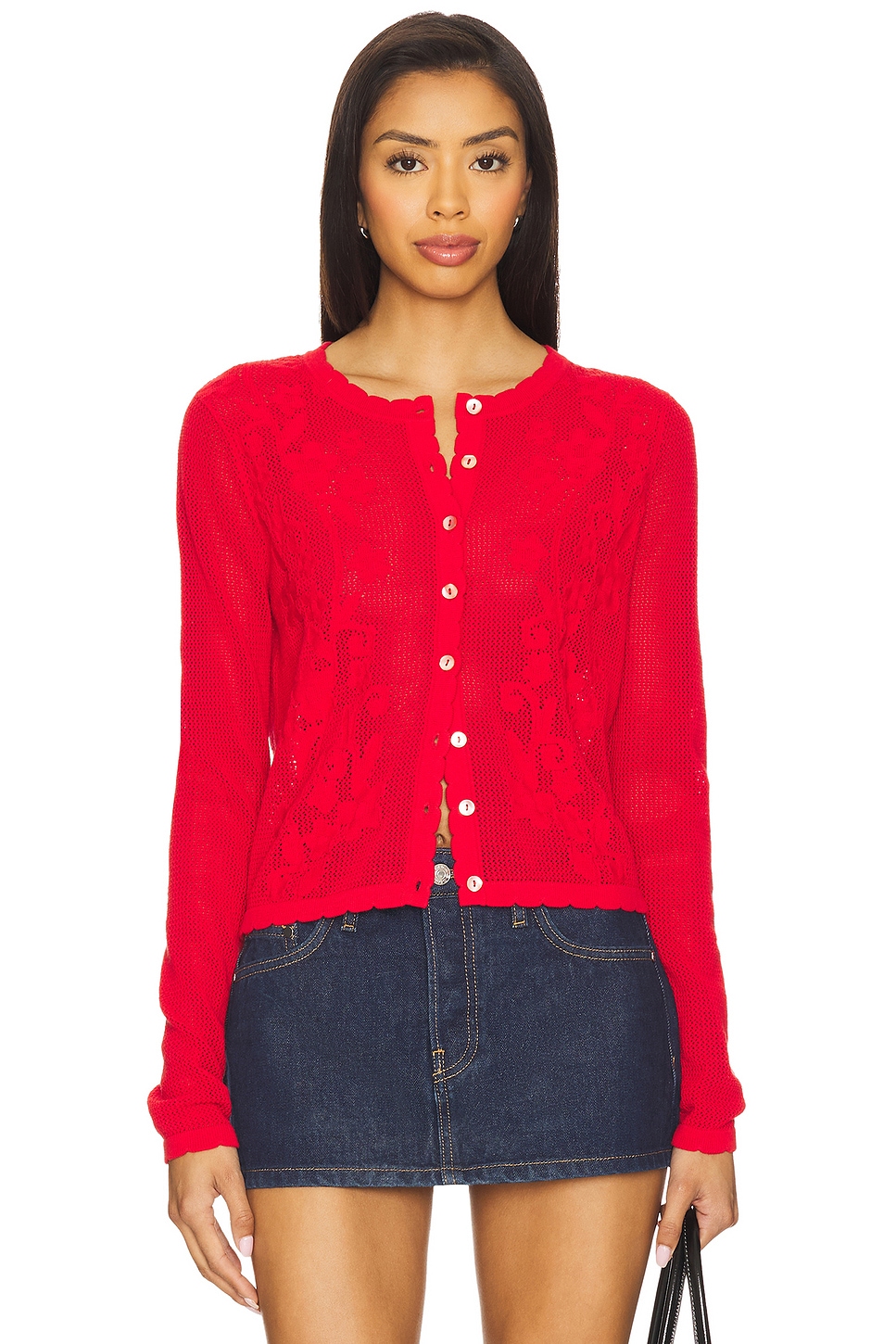 Длинный кардиган из сетки Autumn Cashmere, maraschino 
Длинный кардиган из сетки Autumn Cashmere, maraschino