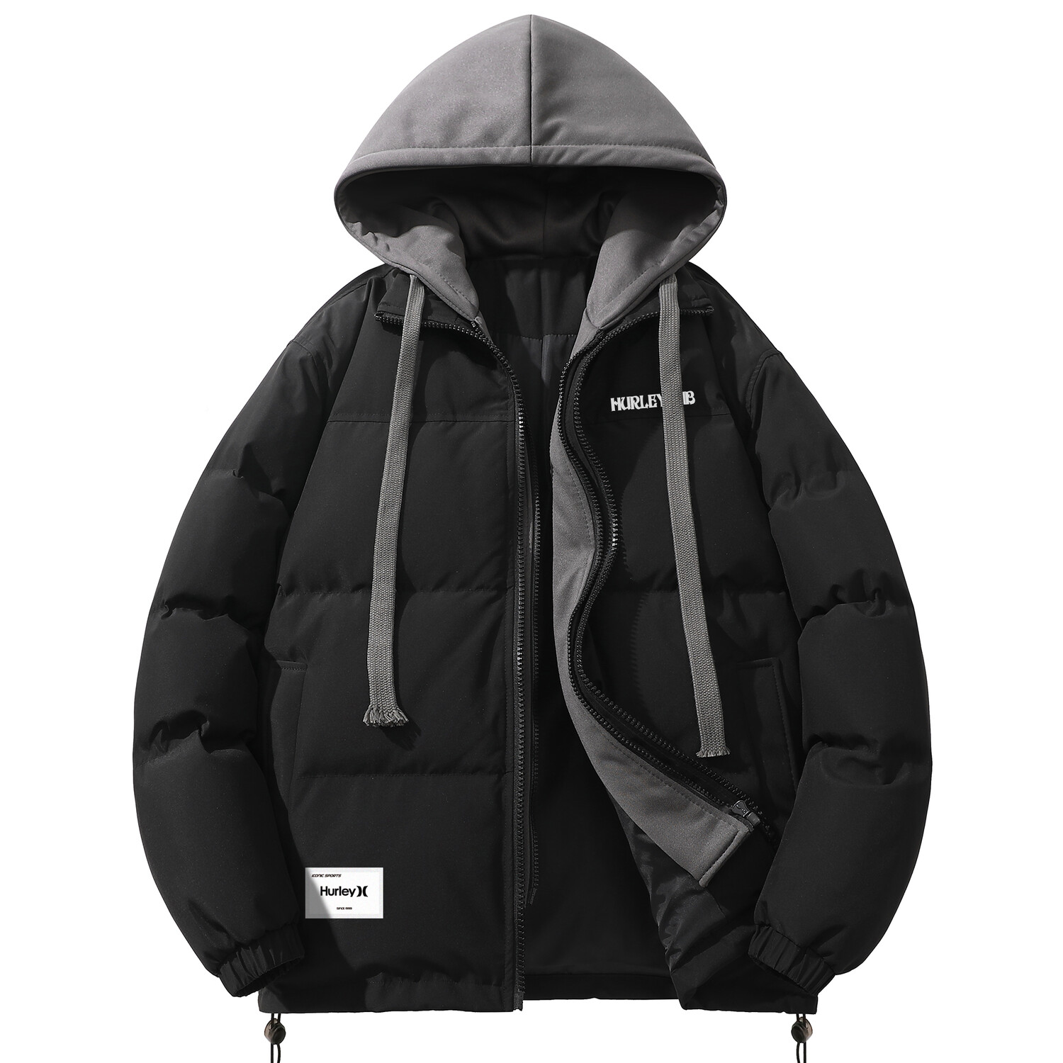 Пуховик унисекс Hurley, Черный 
Пуховик унисекс Hurley, Черный