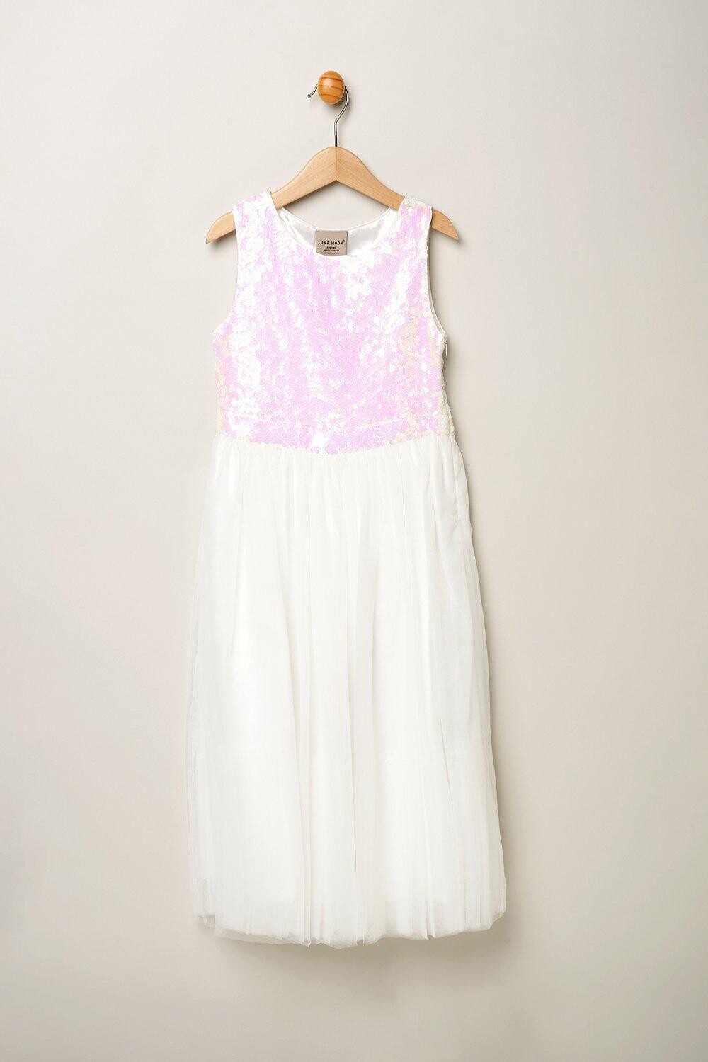 Платье из тюля с пайетками и бантом Miss, белый
Платье из тюля с пайетками и бантом Miss, белый