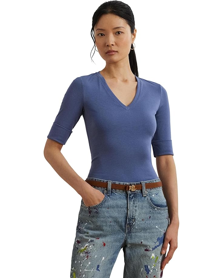 Футболка Lauren Ralph Lauren Stretch Cotton Elbow-Sleeve V-Neck Tee, цвет Capri Blue
Футболка Lauren Ralph Lauren Stretch Cotton Elbow-Sleeve V-Neck Tee, цвет Capri Blue