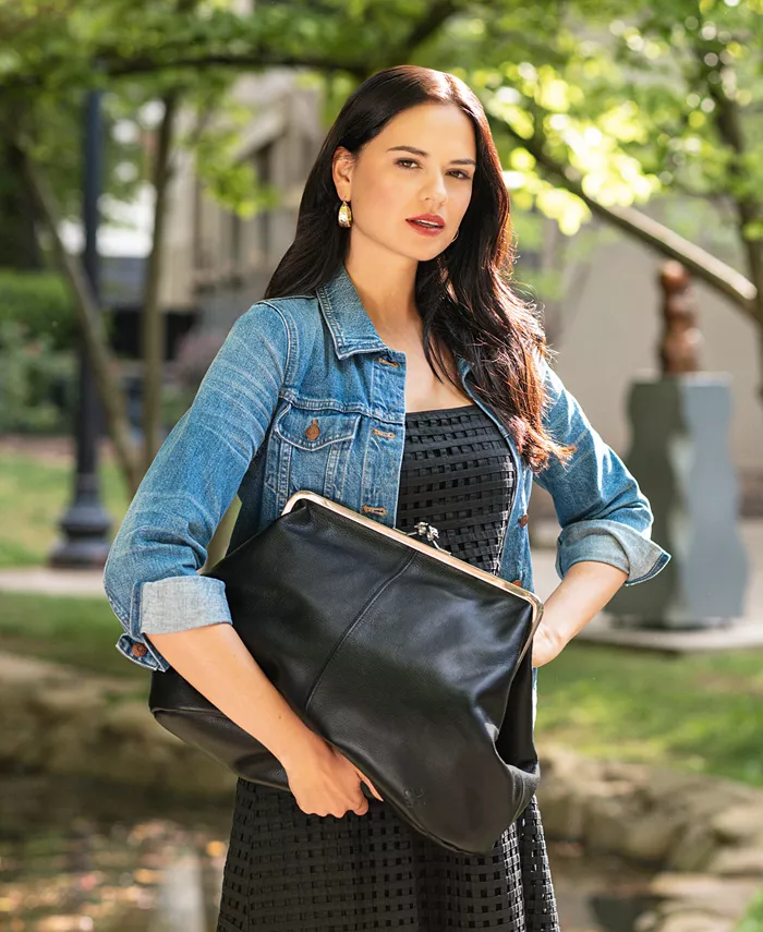 Большая кожаная сумка Serafina Kisslock Patricia Nash, черный 
Большая кожаная сумка Serafina Kisslock Patricia Nash, черный