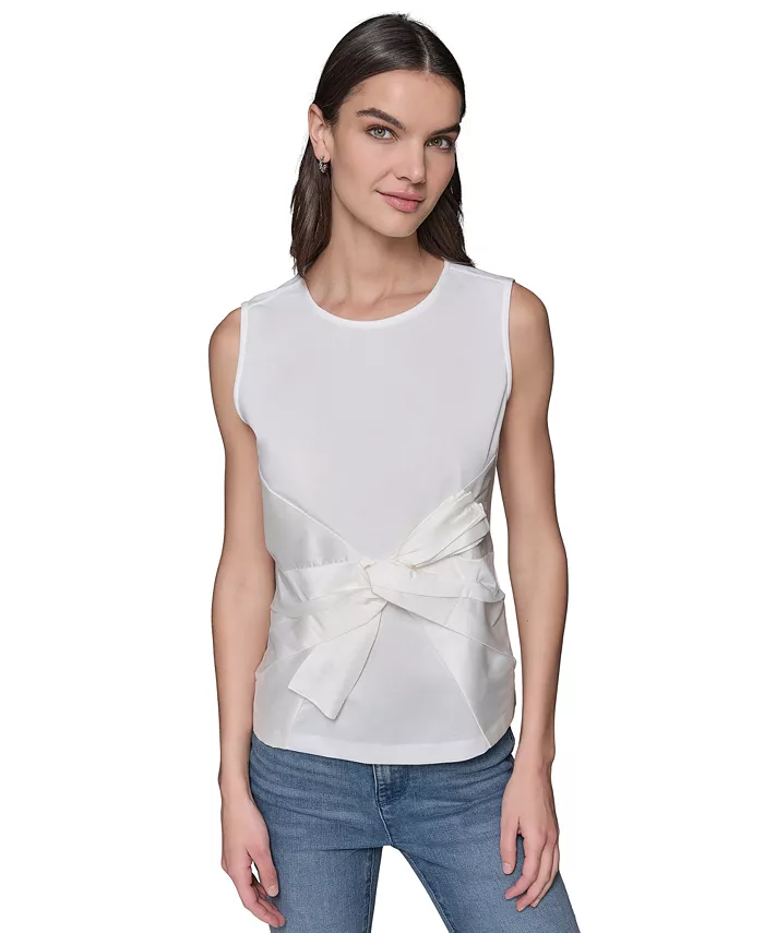 Женский топ без рукавов из сатина с бантом KARL LAGERFELD PARIS, белый
Женский топ без рукавов из сатина с бантом KARL LAGERFELD PARIS, белый