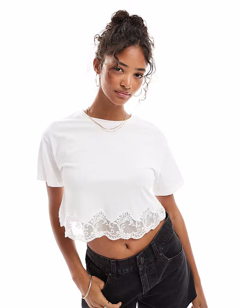 Футболка Miss Selfridge с короткими рукавами и кружевным подолом белого цвета, Белый, Футболка Miss Selfridge с короткими рукавами и кружевным подолом белого цвета
Футболка Miss Selfridge с короткими рукавами и кружевным подолом белого цвета, Белый, Футболка Miss Selfridge с короткими рукавами и кружевным подолом белого цвета