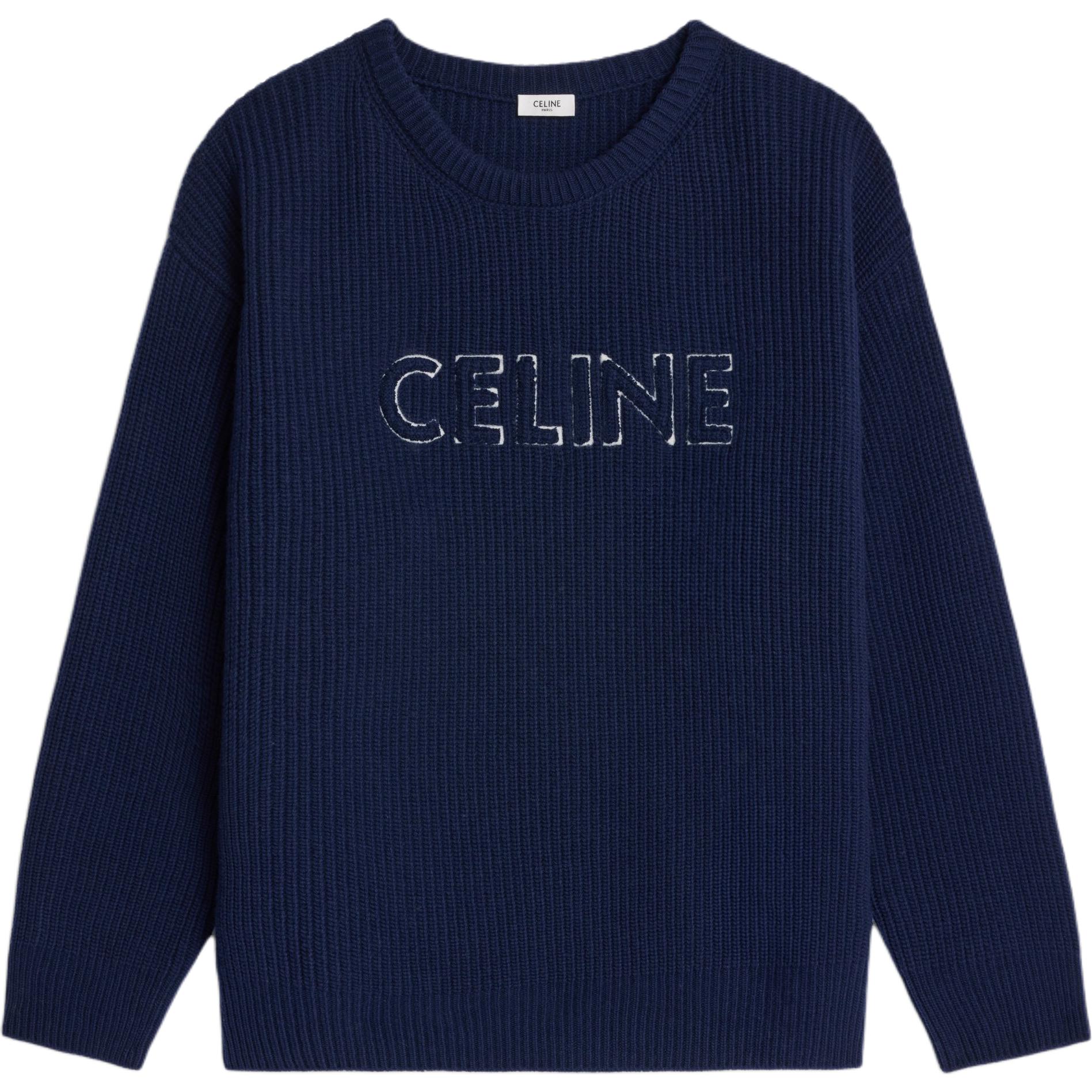 Оверсайз свитер с круглым вырезом из шерсти CELINE, синий
Оверсайз свитер с круглым вырезом из шерсти CELINE, синий